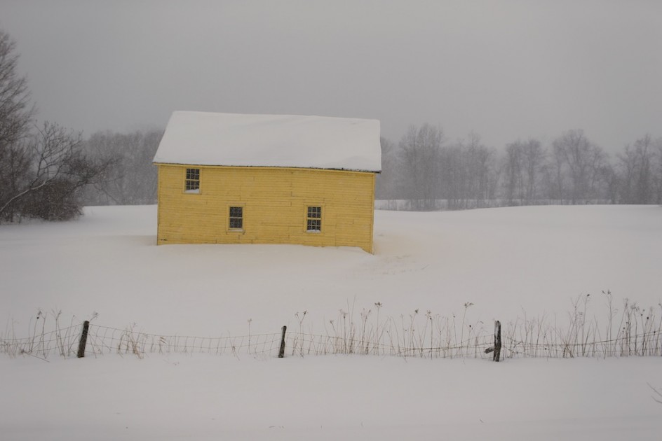 Big Yellow Barn In Winter