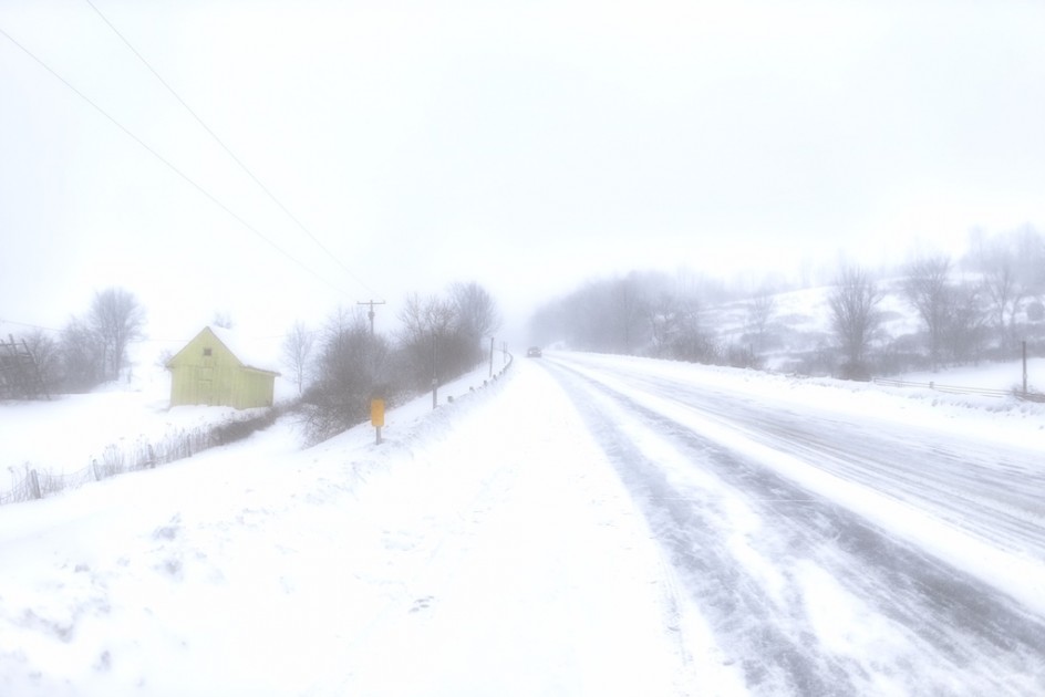 Small Yellow Barn In A Storm