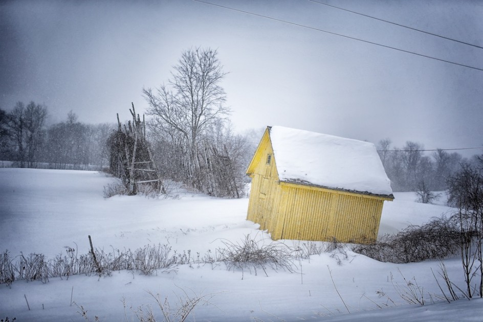 Yellow Barn In The Eternal Storm